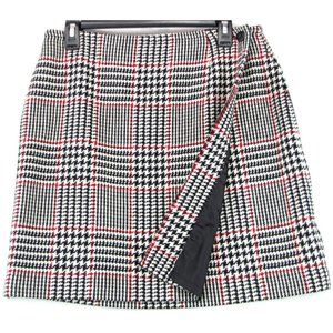 SALE! Plaid Wool Wrap Black White Red Midi Knee Skirt